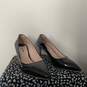 Miu Miu Black Leather with Silver Glitter Heels